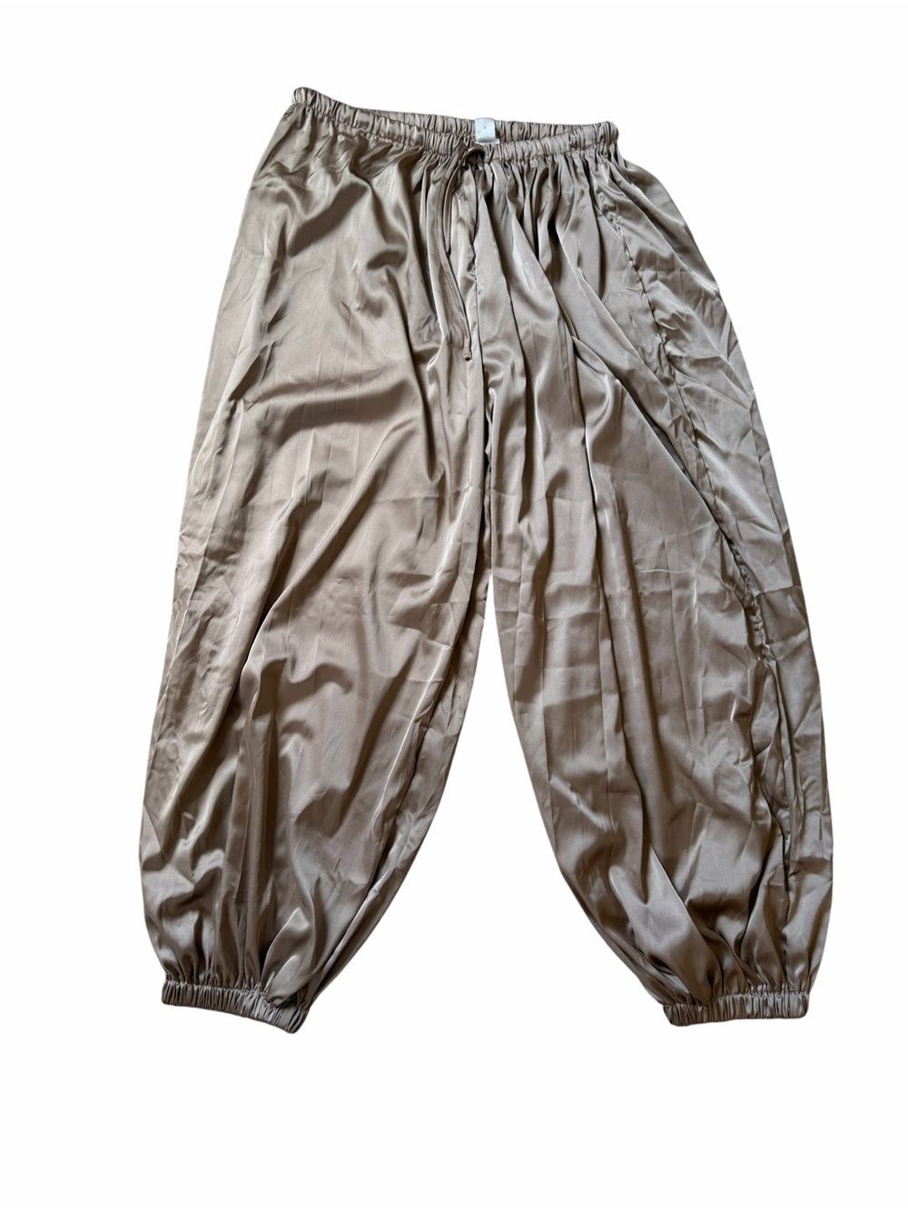 Amazon Taupe Elastic-Waist Cropped Harem Pants